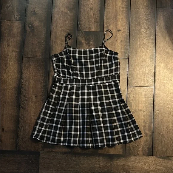 Divided Black & White Plaid  Mini Dress - Picture 3 of 8